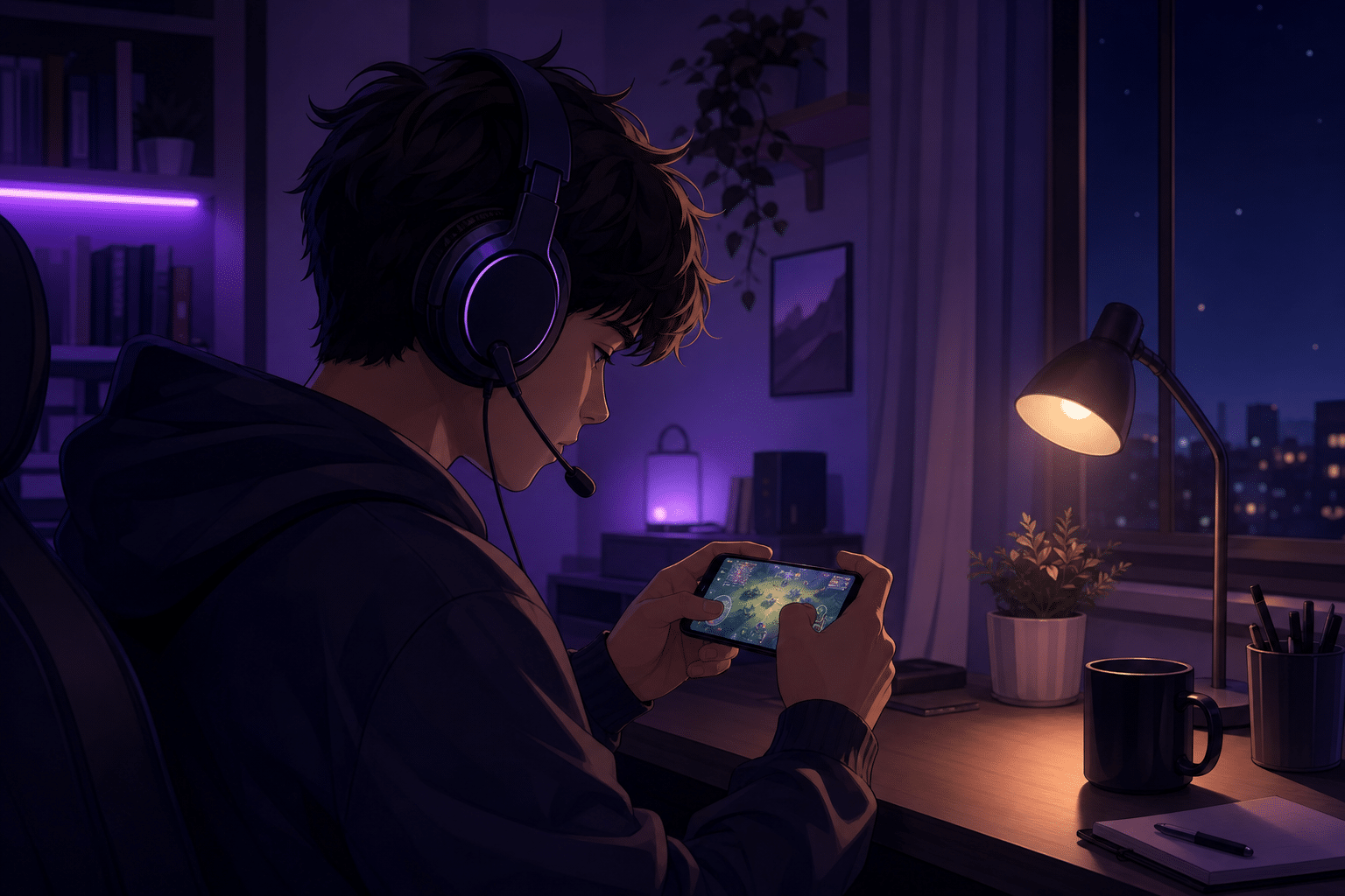 Headset sesi gaming malam